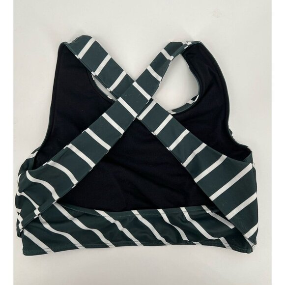 Albion Fit Swim Top Green White Stripe Cross Back Size Medium - Picture 5 of 6